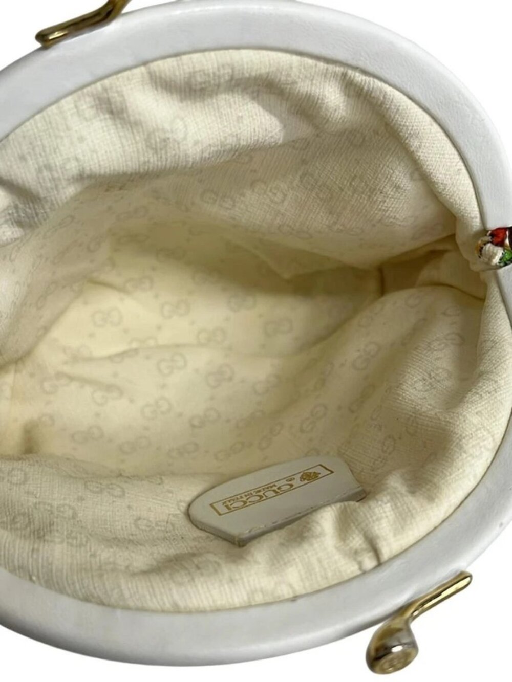 GUCCI Flora,Old Gucci - Cream Dark Green Multi Coated Canvas Leather Pouch - Picture 4 of 10